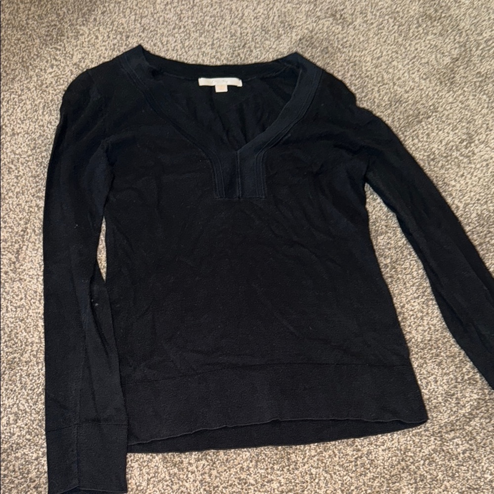 Black V-Neck Women's Top